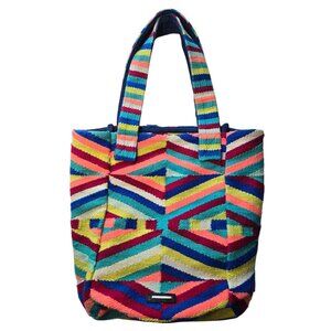 Rebecca Minkoff Wonderland Bucket Shoulder Tote Bag Woven Multicolor Geometric